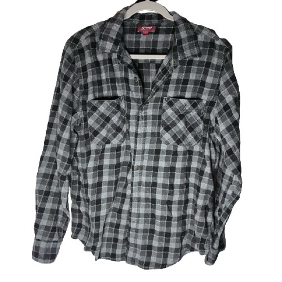 Arizona Large Men’s Black and Grey Flannel Shirt - Picture 1 of 6